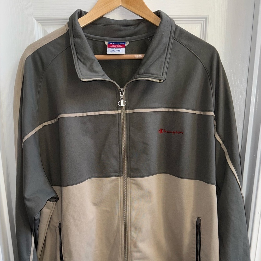 Vintage Champion Full Zip Warm Up Jacket Mens 2X Raised Logo Classic Old School